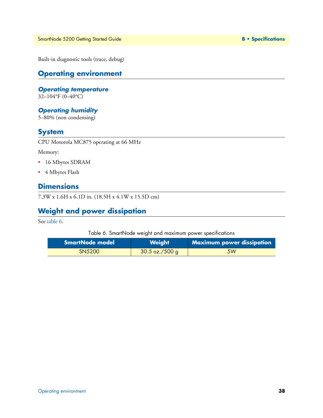 Patton electronic 5200 Operating environment, System, Dimensions, Weight and power dissipation, Operating temperature 