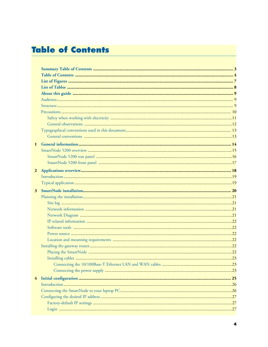 Patton electronic 5200 manual Table of Contents 