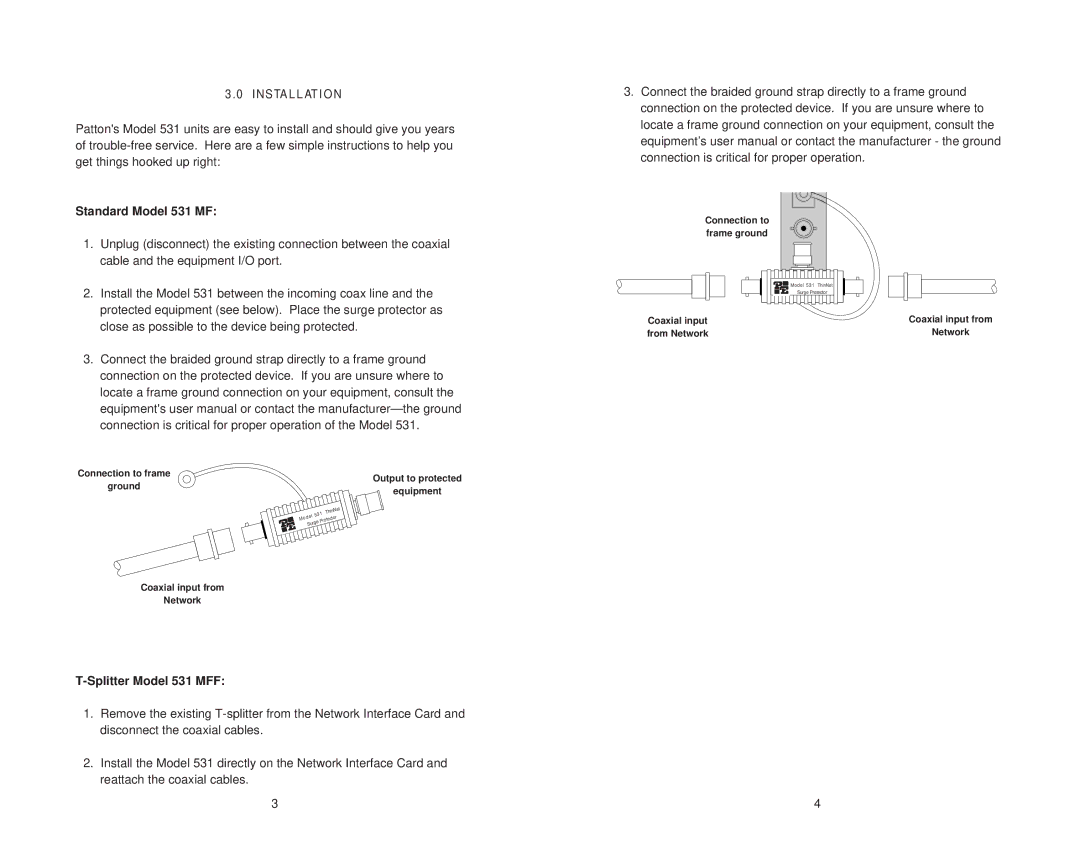 Patton electronic user manual Standard Model 531 MF 