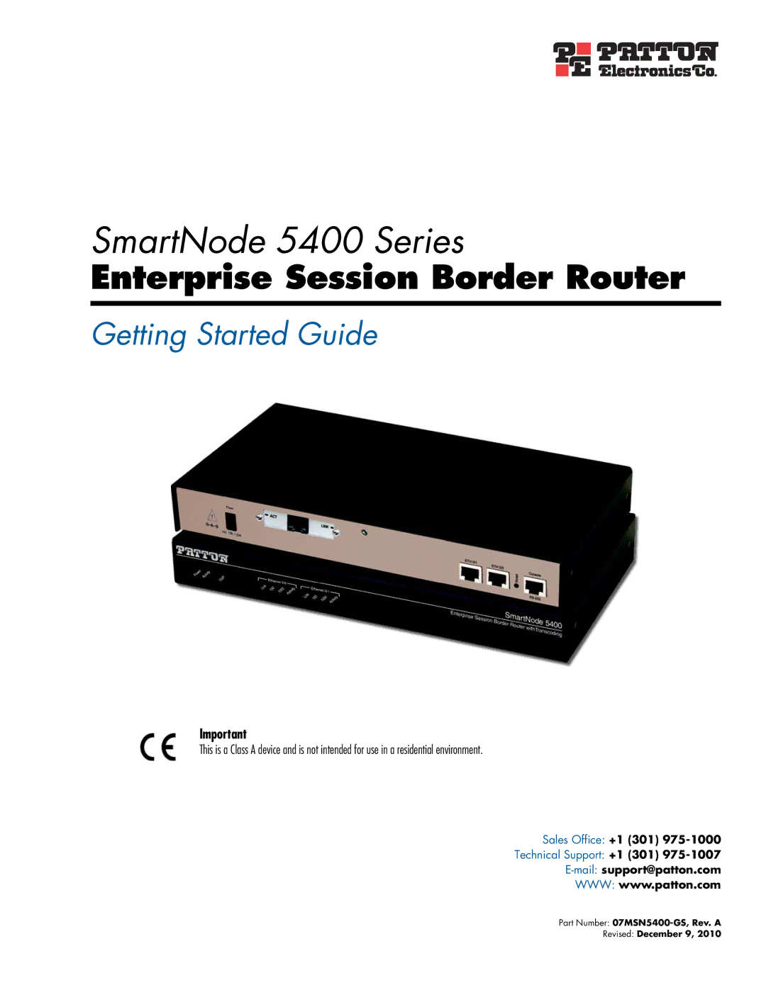 Patton electronic manual SmartNode 5400 Series 