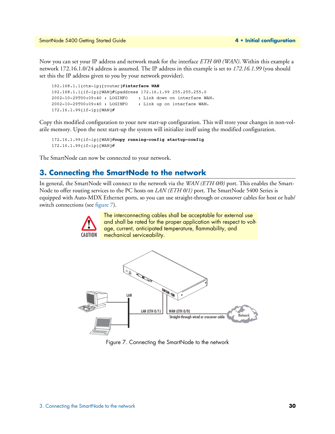 Patton electronic 5400 manual Connecting the SmartNode to the network, Lan 