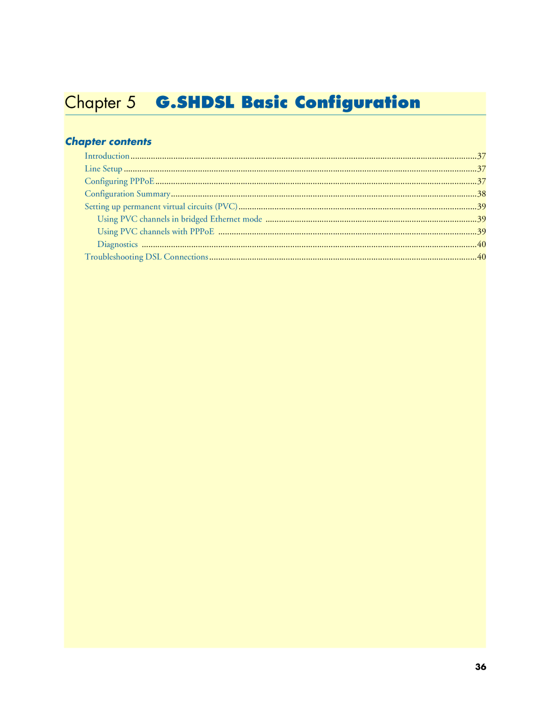 Patton electronic 5400 manual Shdsl Basic Configuration, Chapter contents 