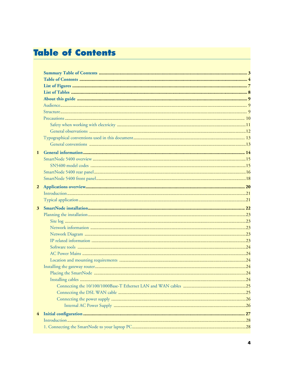 Patton electronic 5400 manual Table of Contents 