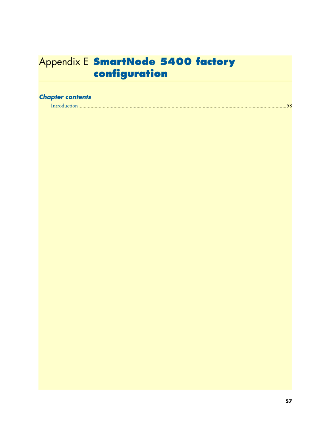 Patton electronic manual Appendix E SmartNode 5400 factory configuration, Chapter contents 