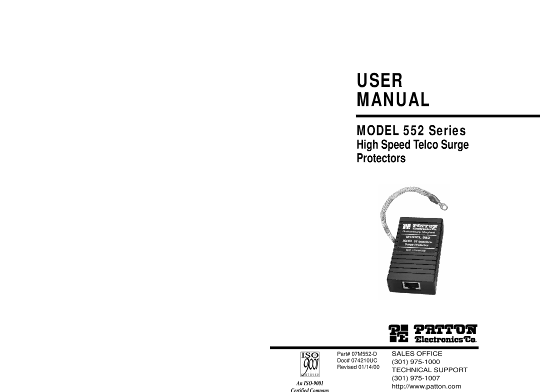 Patton electronic 552 user manual User Manual 