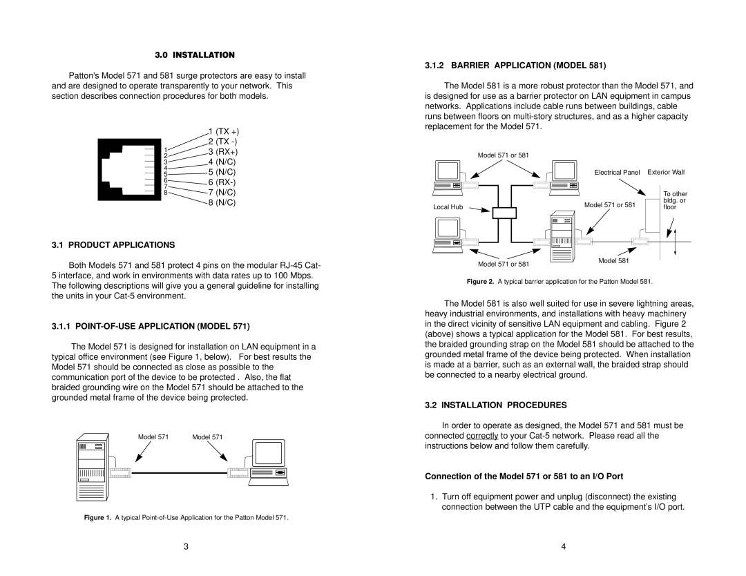 Patton electronic 581, 571 user manual Barrier Application Model, Product Applications, POINT-OF-USE Application Model 