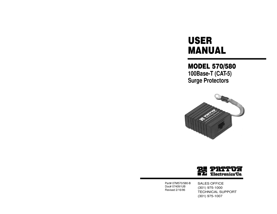 Patton electronic 570, 580 user manual User Manual 