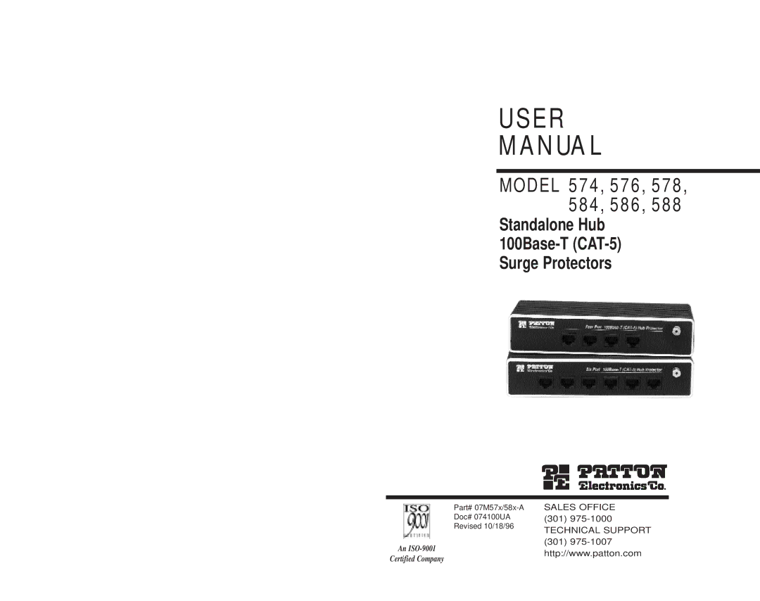 Patton electronic 574, 584, 586, 588, 578, 576 user manual User N UA L 