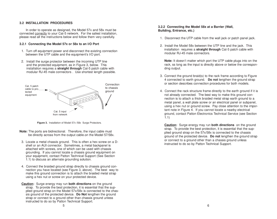 Patton electronic 578, 584, 574, 586, 588, 576 Installation Procedures, Connecting the Model 57x or 58x to an I/O Port 