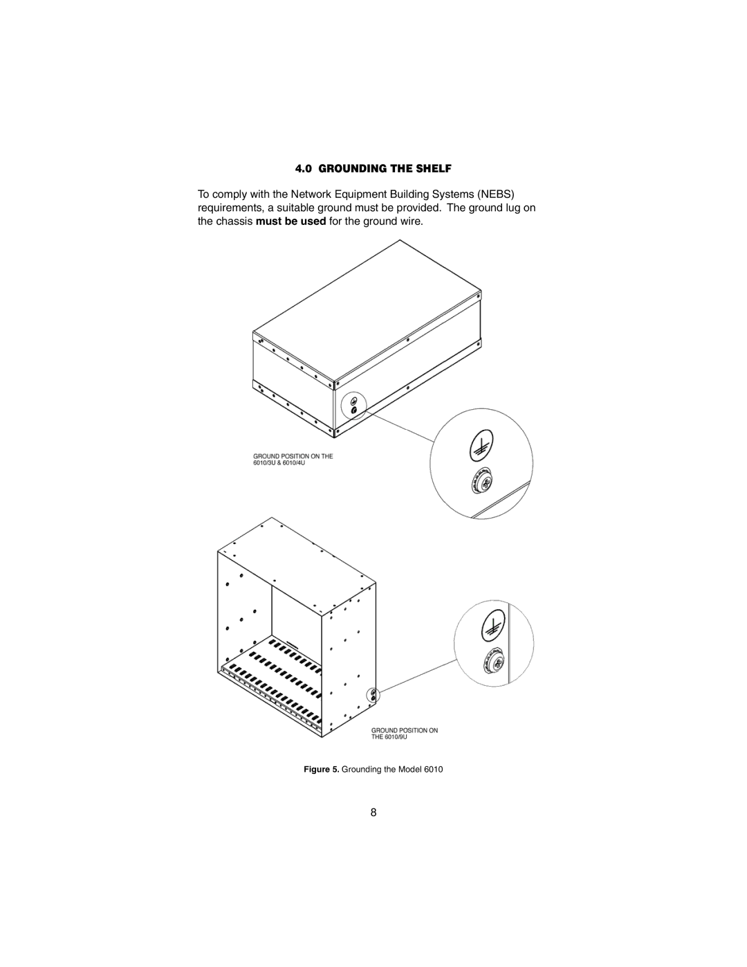 Patton electronic 6010 Series user manual Grounding the Shelf, Grounding the Model 