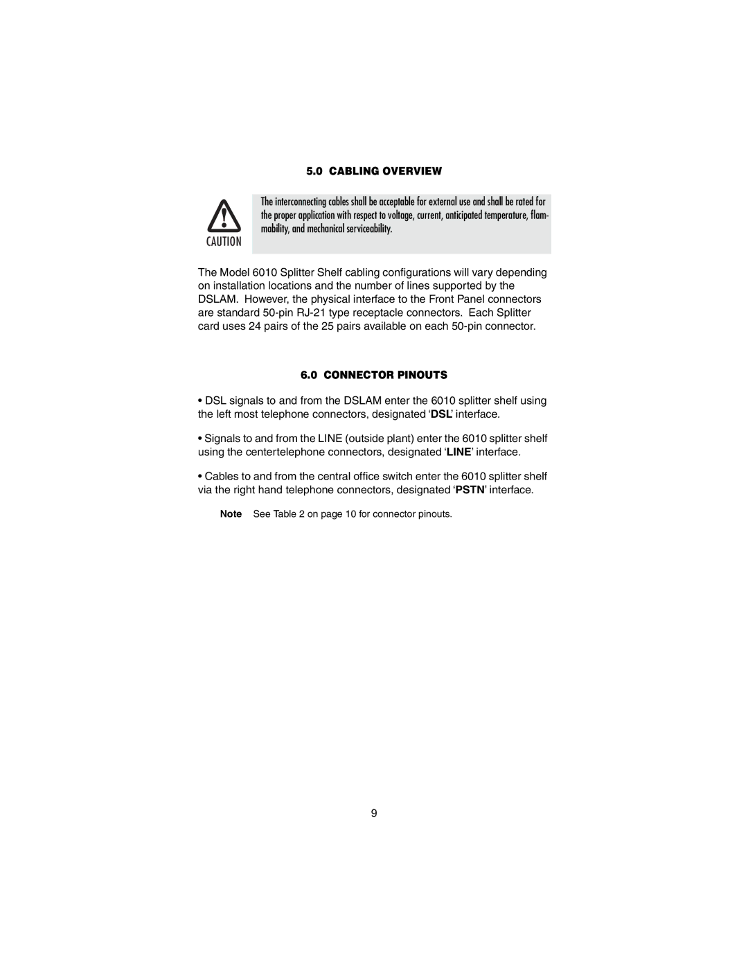 Patton electronic 6010 Series user manual Cabling Overview, Connector Pinouts 