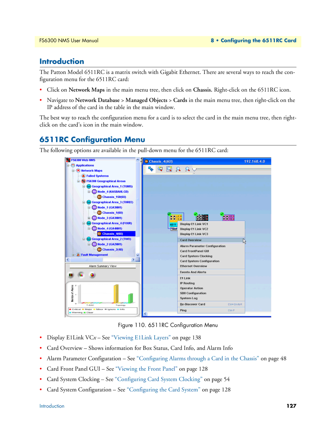 Patton electronic 6300 user manual Introduction, 6511RC Configuration Menu 