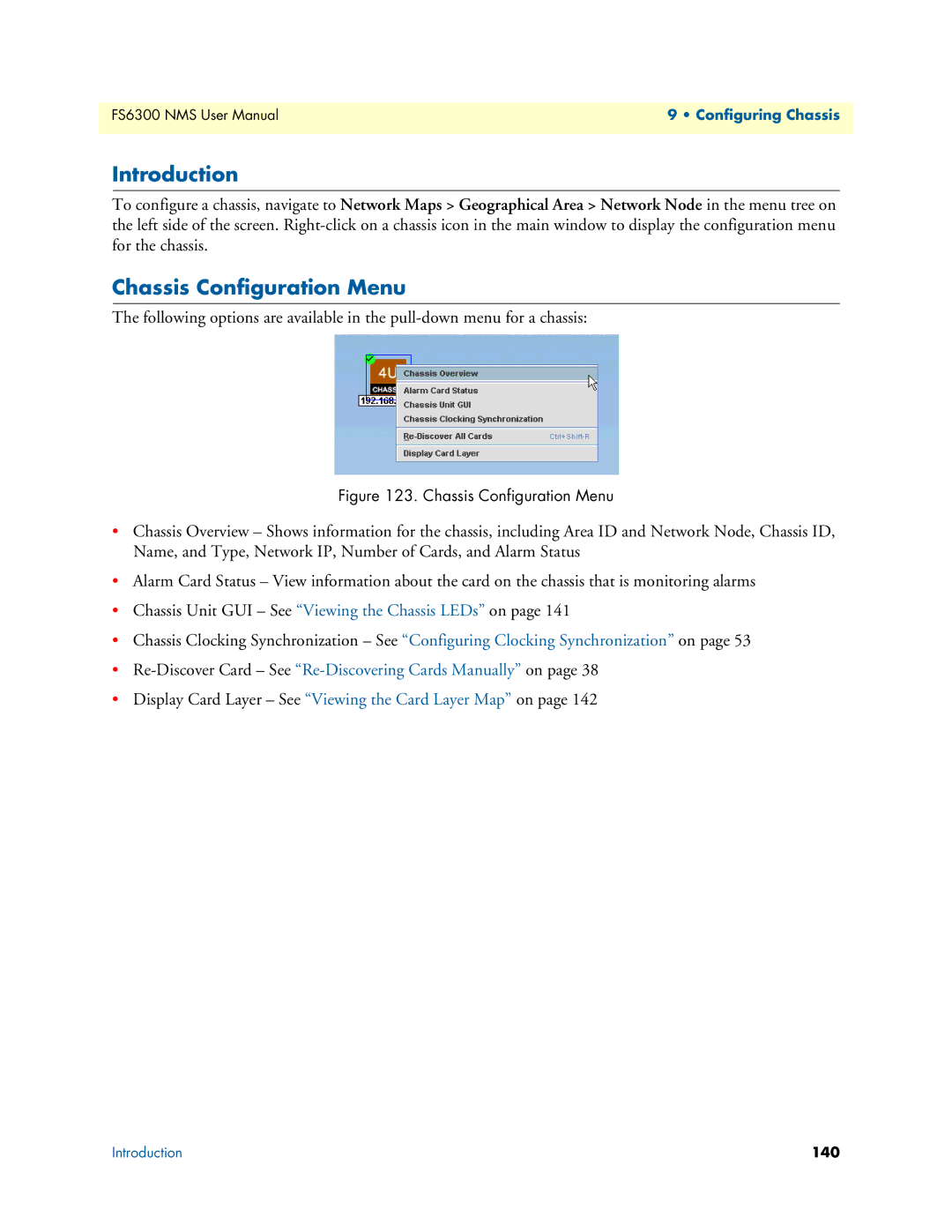 Patton electronic 6300 user manual Chassis Configuration Menu 