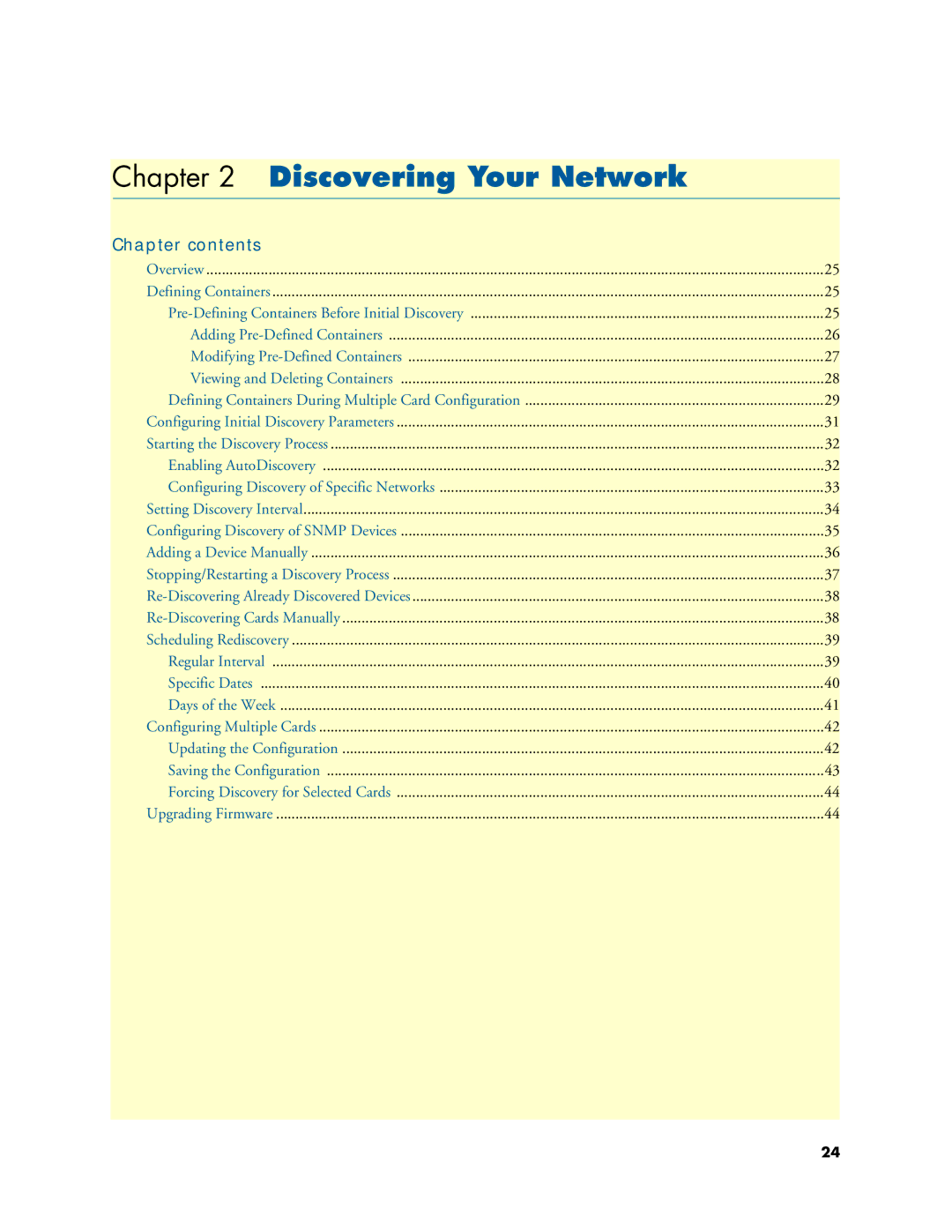 Patton electronic 6300 user manual Discovering Your Network, Chapter contents 