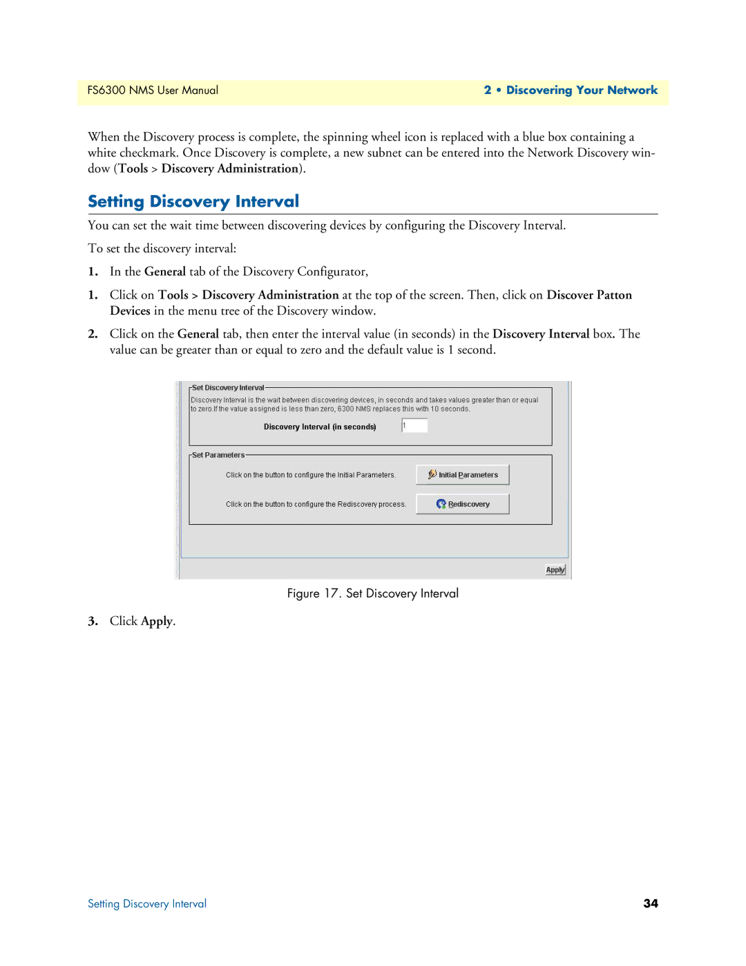 Patton electronic 6300 user manual Setting Discovery Interval, Set Discovery Interval 