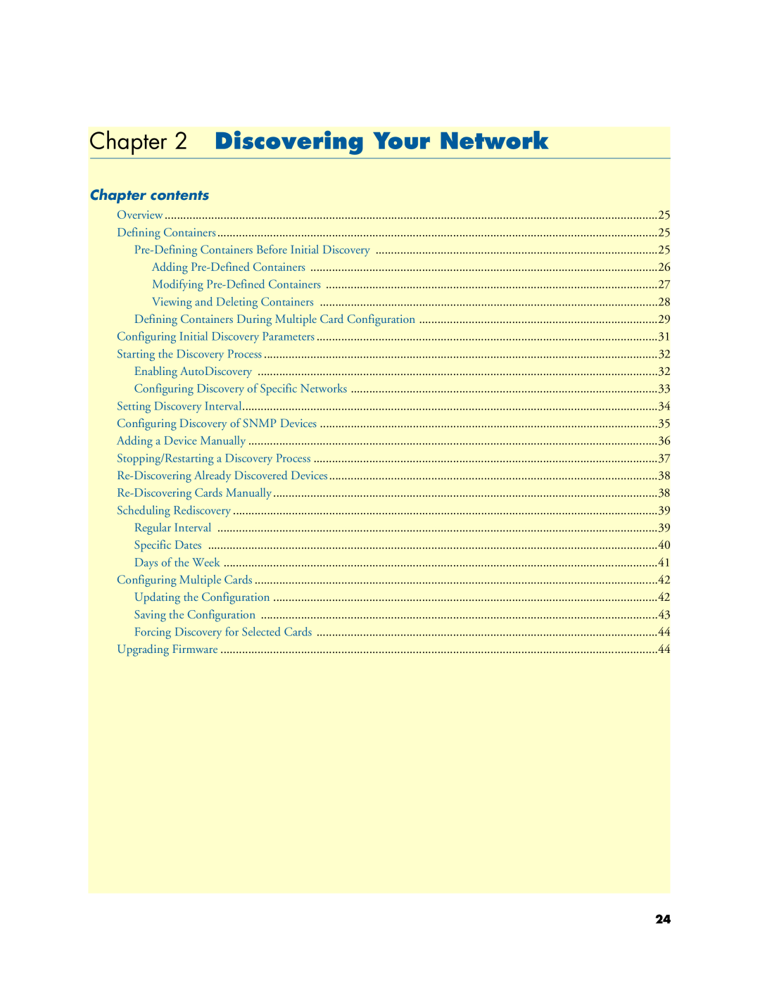 Patton electronic 6300 user manual Discovering Your Network, Chapter contents 