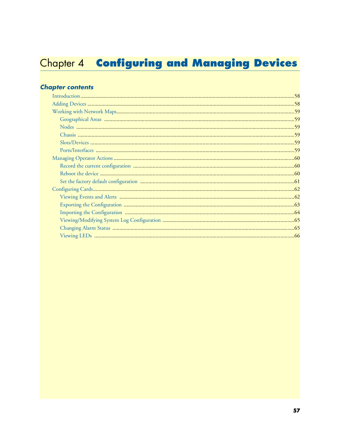 Patton electronic 6300 user manual Configuring and Managing Devices, Chapter contents 