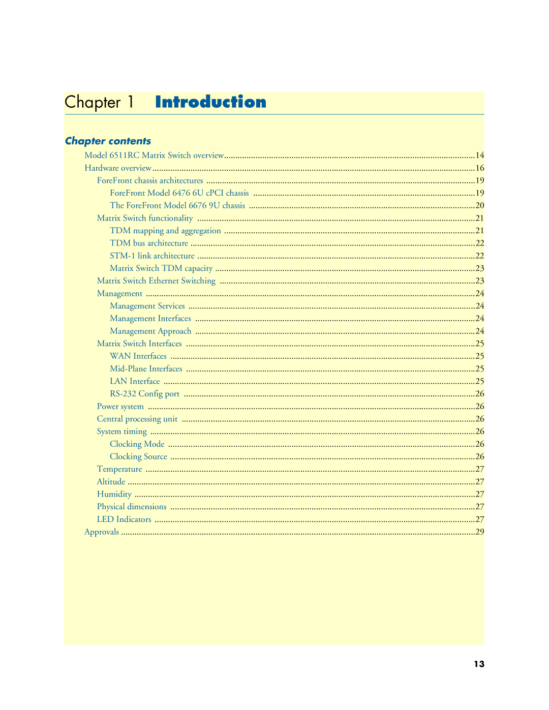 Patton electronic 6511RC user manual Introduction, Chapter contents 