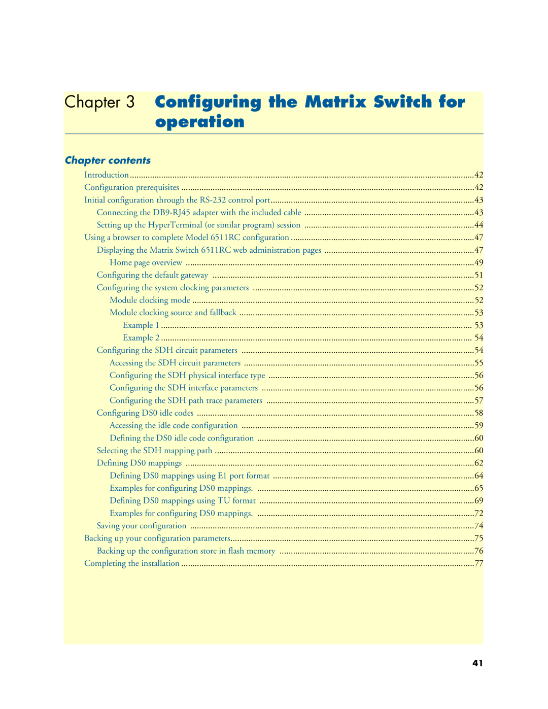 Patton electronic 6511RC user manual Configuring the Matrix Switch for Operation 