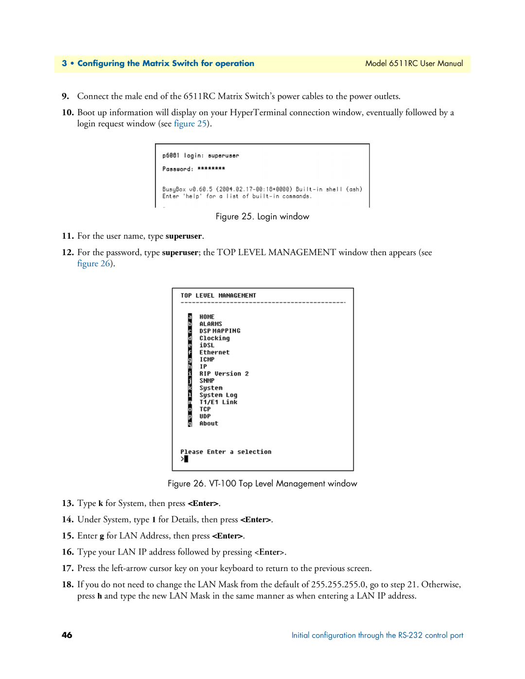 Patton electronic 6511RC user manual Login window 