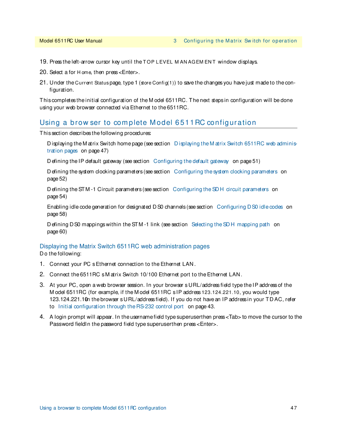 Patton electronic user manual Using a browser to complete Model 6511RC configuration 