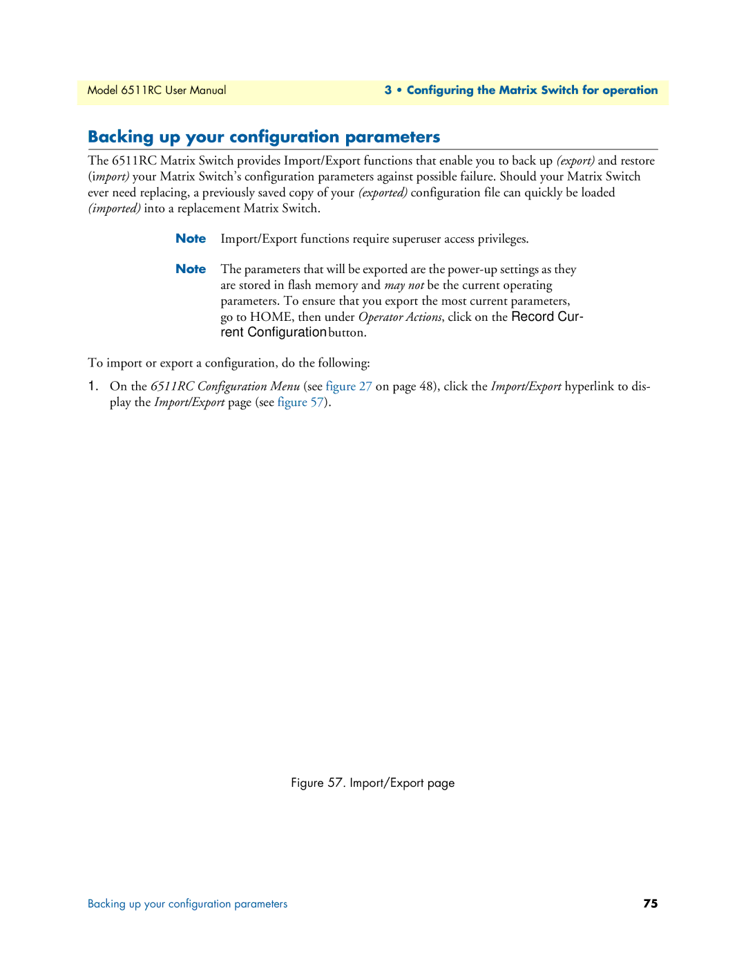 Patton electronic 6511RC user manual Backing up your configuration parameters, Import/Export 