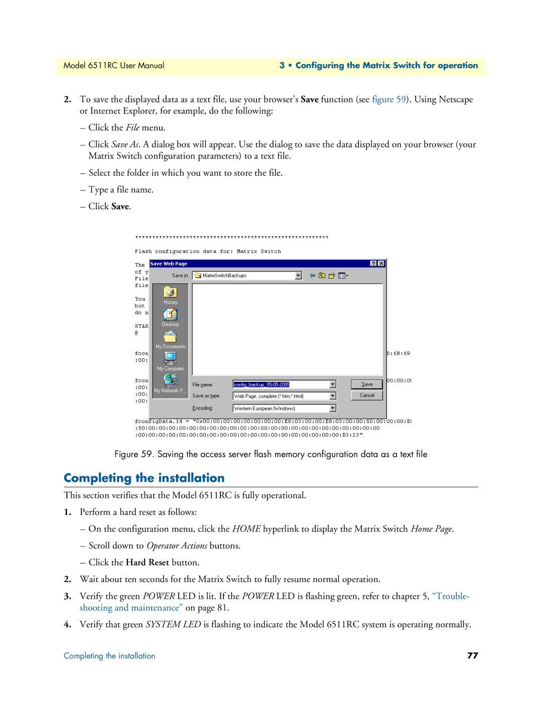 Patton electronic 6511RC user manual Completing the installation 