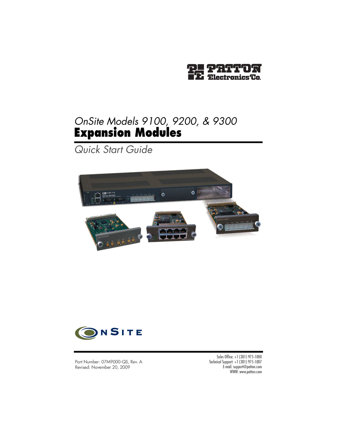 Patton electronic 9200, 9300, 9100 quick start Expansion Modules 