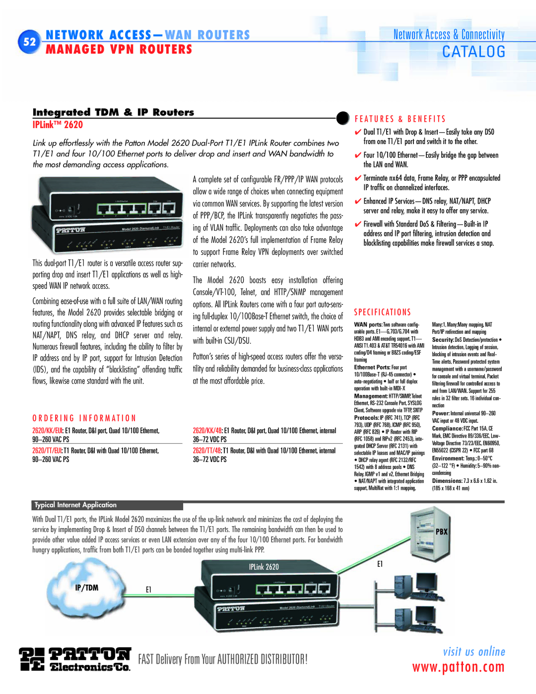 Patton electronic ACC-S02 manual LAN and WAN, IP traffic on channelized interfaces, Vac Ps Vdc Ps 