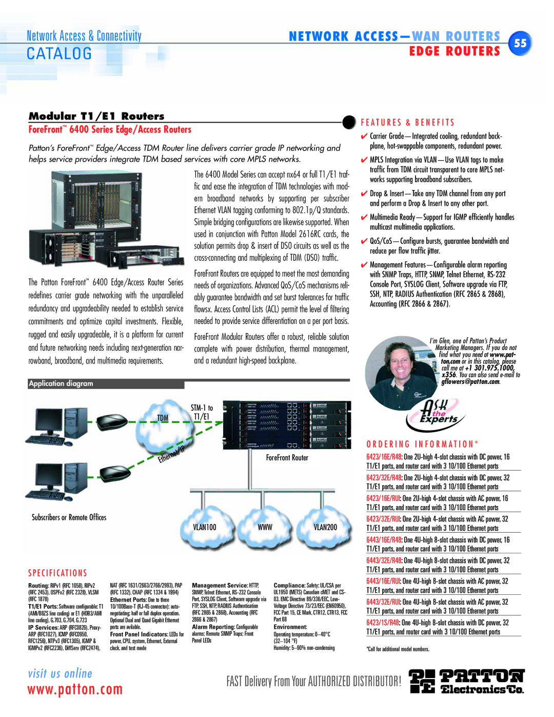 Patton electronic ACC-S02 manual ForeFront 6400 Series Edge/Access Routers 