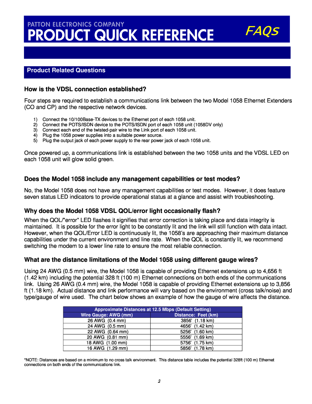 Patton electronic FAQs manual Product Related Questions, How is the VDSL connection established? 