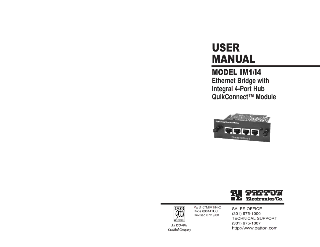 Patton electronic IM1/I4 user manual User Manual 