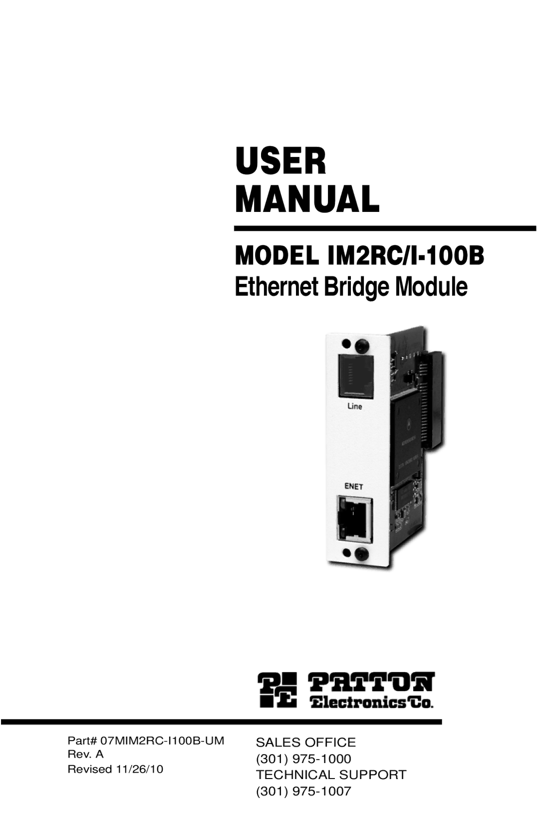 Patton electronic IM2RC/I-100B user manual User Manual 