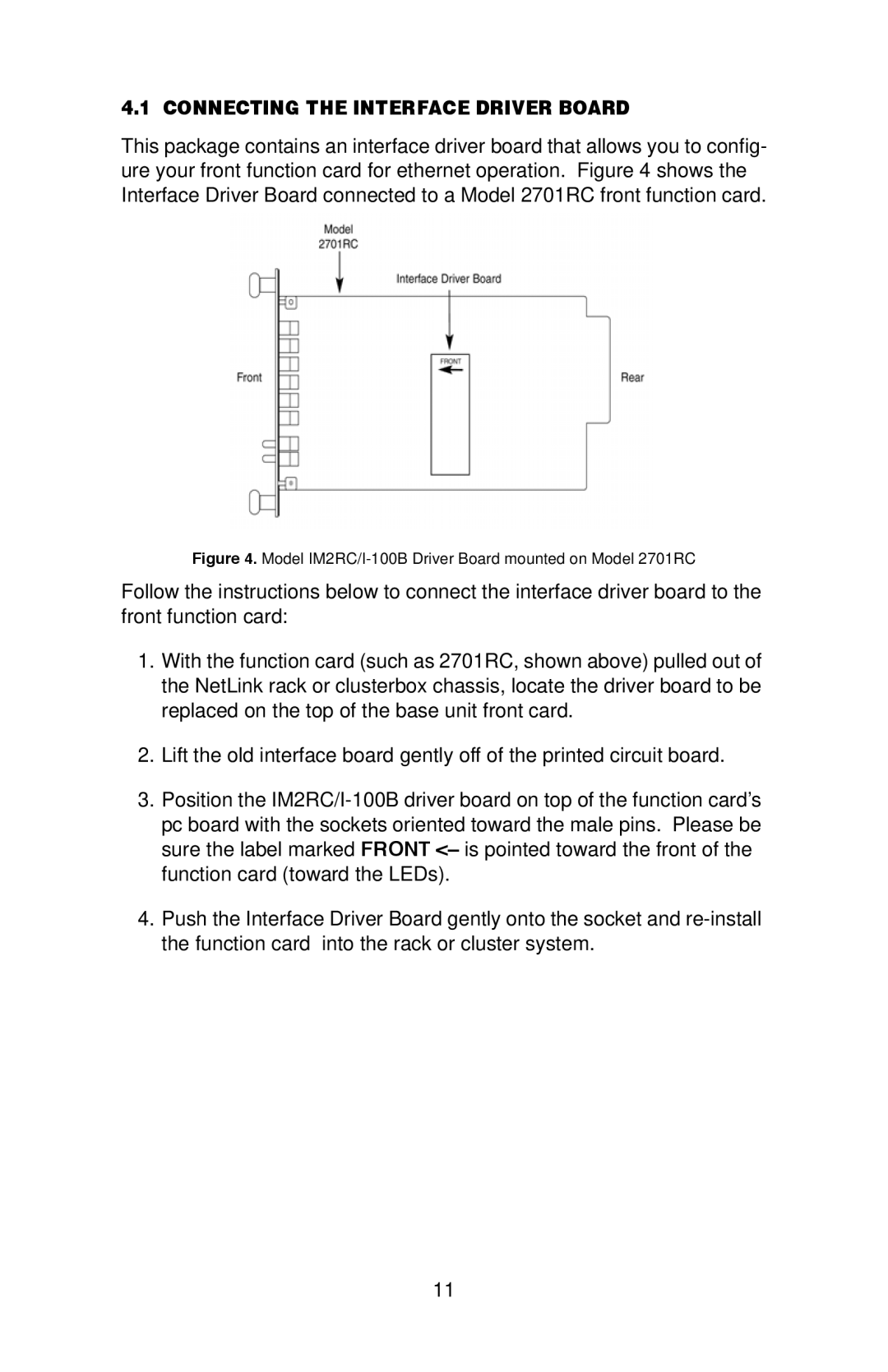 Patton electronic IM2RC/I-100B user manual Connecting the Interface Driver Board 