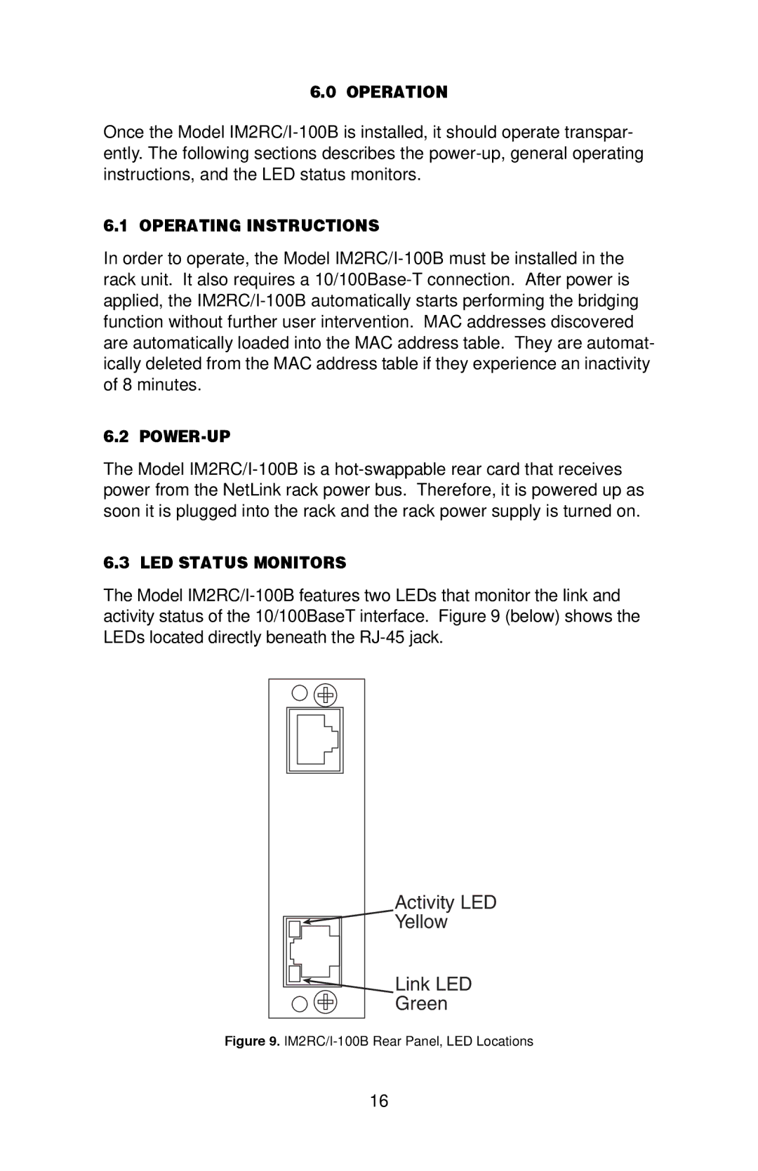 Patton electronic IM2RC/I-100B user manual Operation, Operating Instructions, Power-Up, LED Status Monitors 