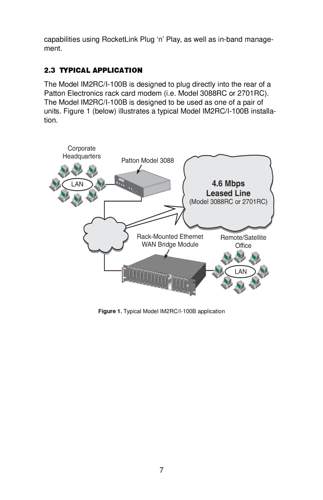 Patton electronic user manual Typical Application, Typical Model IM2RC/I-100B application 