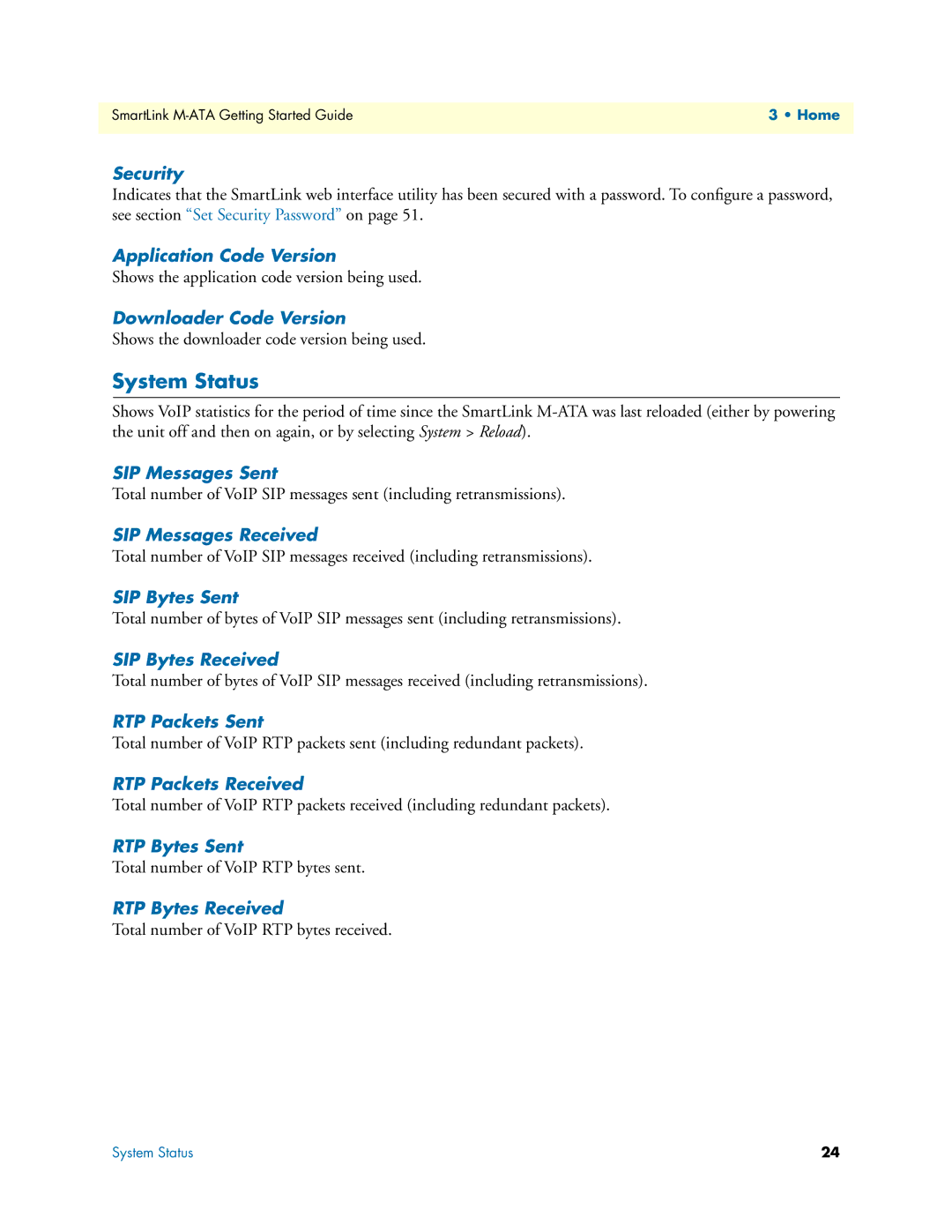 Patton electronic M-ATA manual System Status 