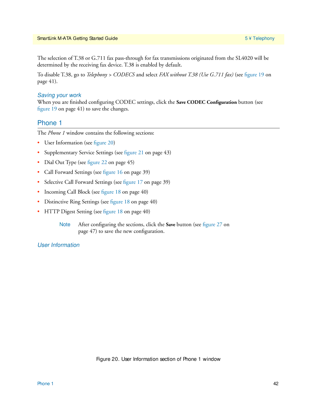 Patton electronic M-ATA manual Phone, User Information 