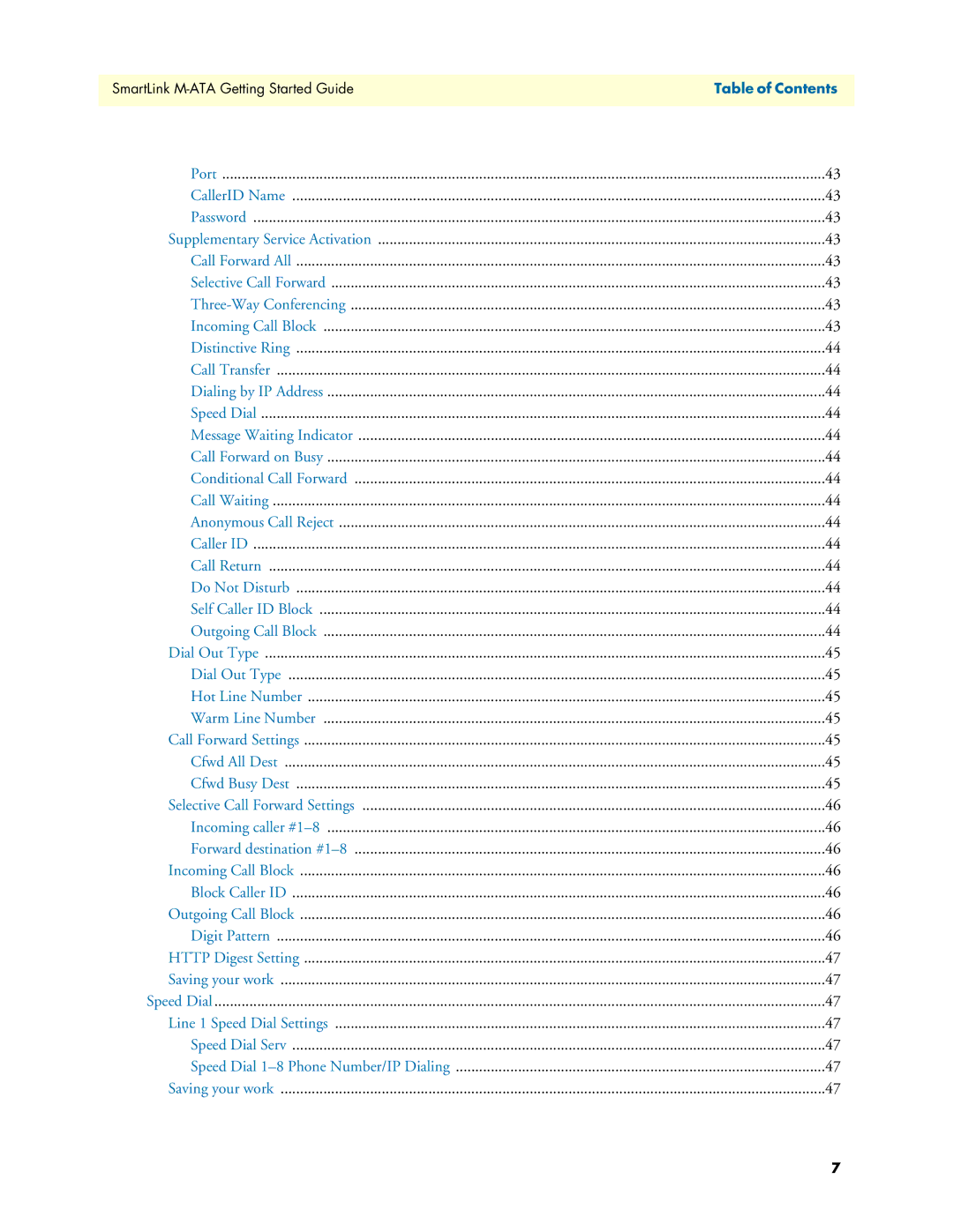 Patton electronic M-ATA manual Table of Contents 