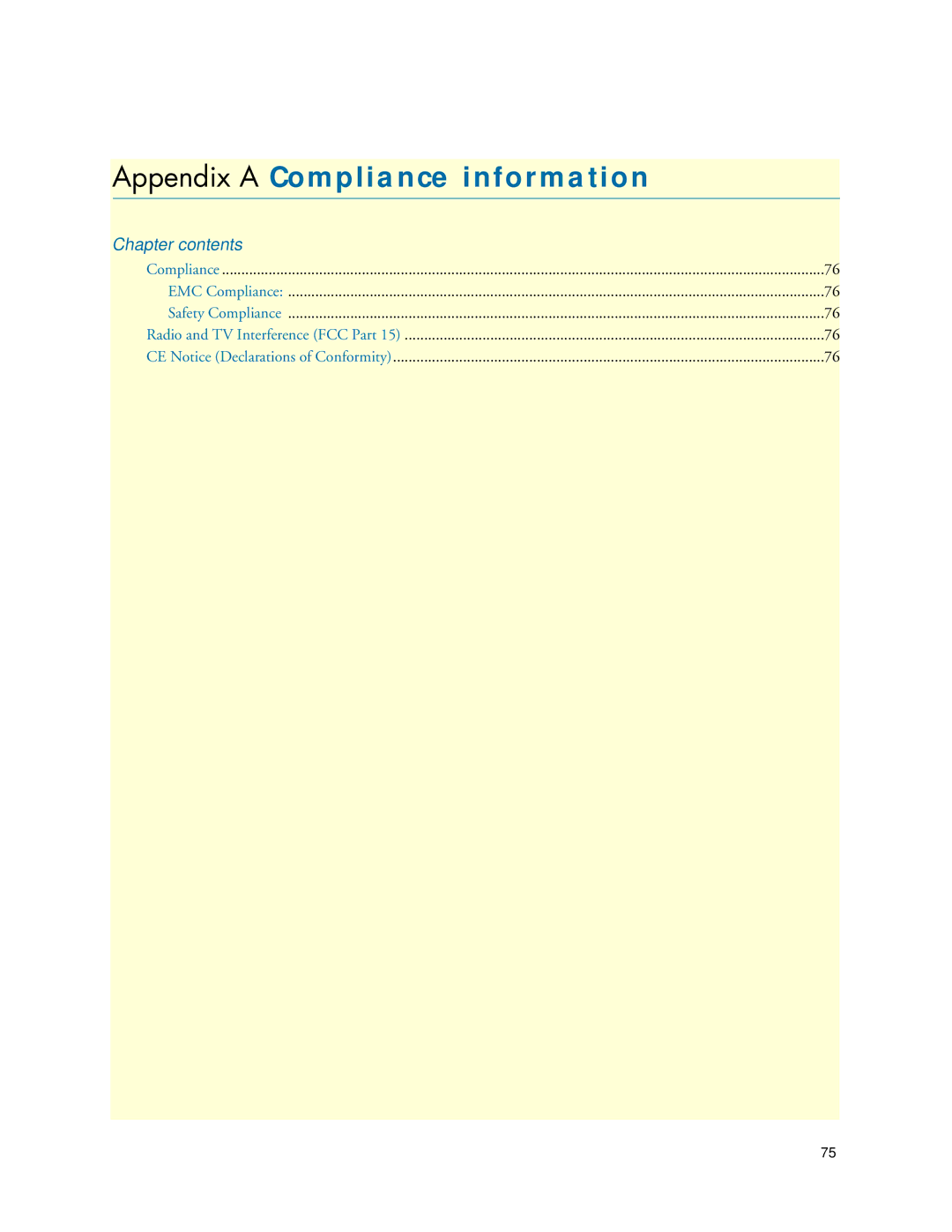 Patton electronic M-ATA manual Appendix a Compliance information, Chapter contents 