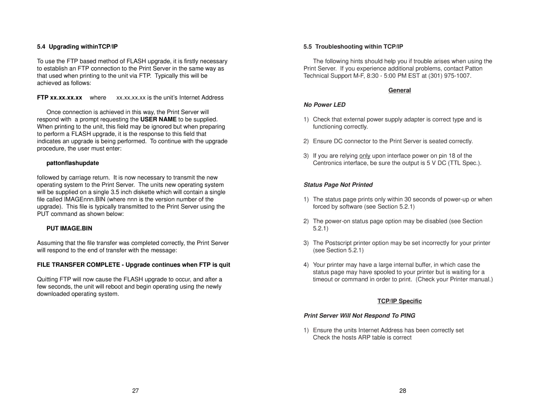 Patton electronic MODEL 2126 user manual Put Image.Bin 