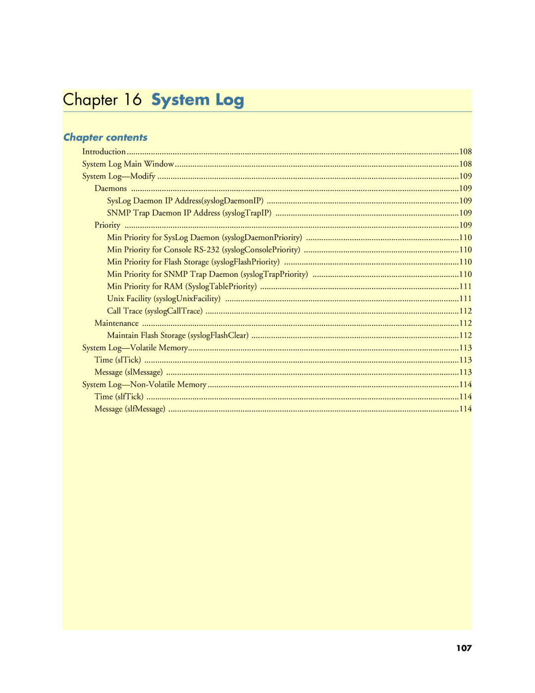 Patton electronic Model 2604 manual System Log 