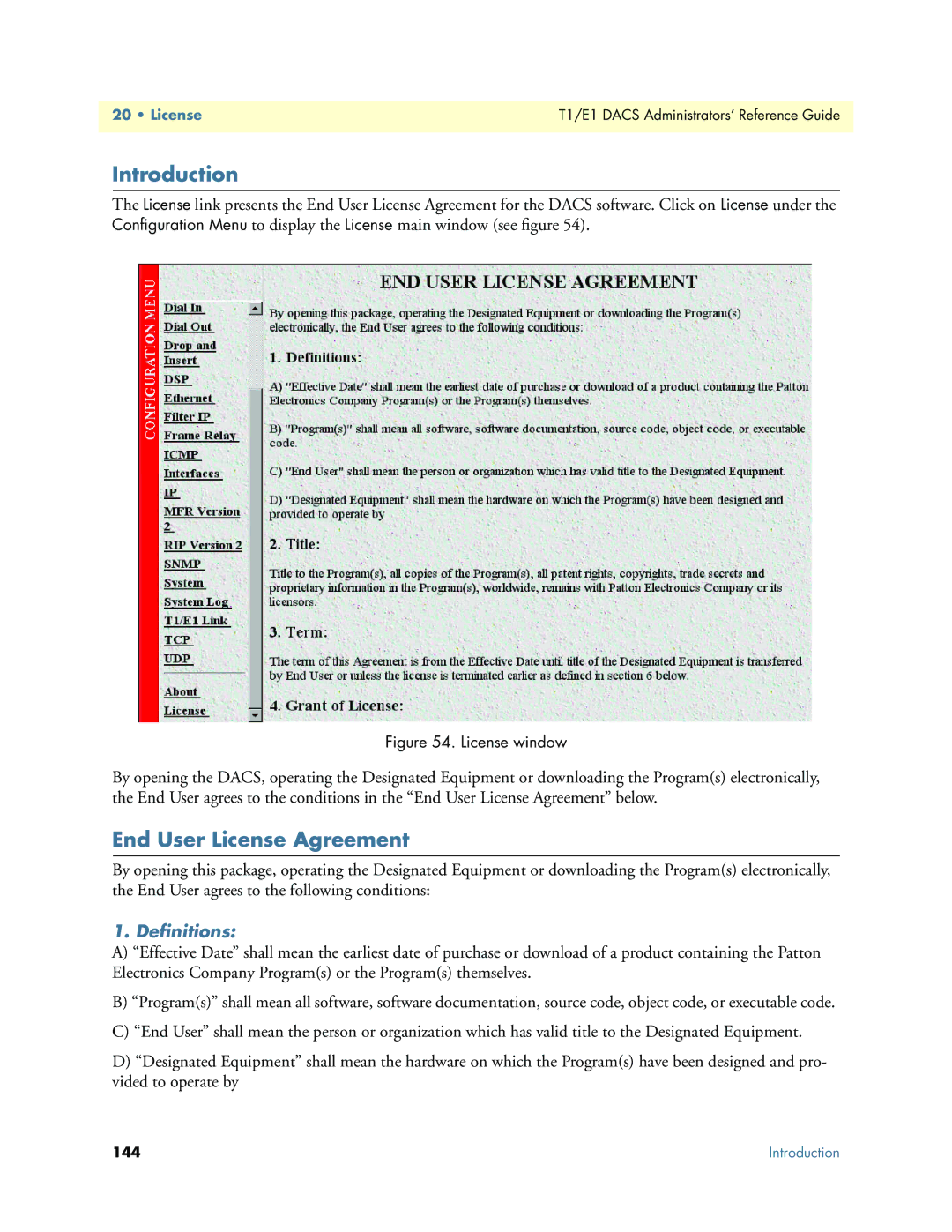 Patton electronic Model 2604 manual End User License Agreement, Deﬁnitions 