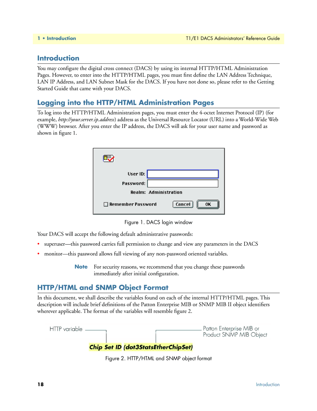 Patton electronic Model 2604 manual Introduction, Logging into the HTTP/HTML Administration Pages 