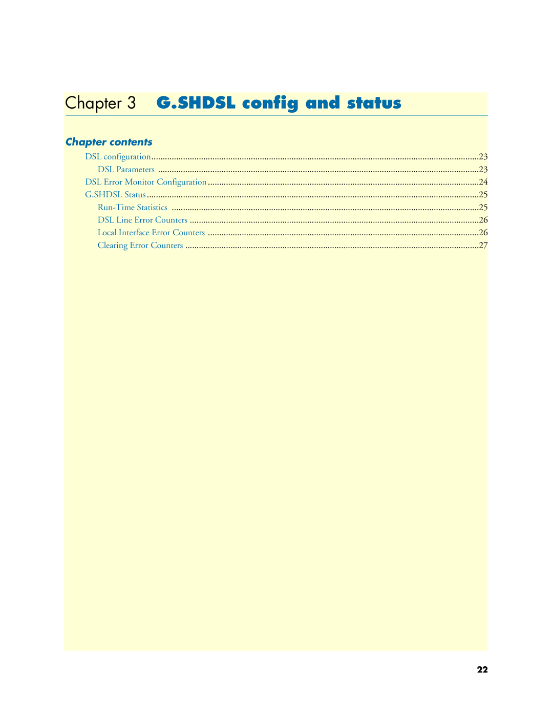 Patton electronic Model 3088/I manual Shdsl conﬁg and status, Chapter contents 