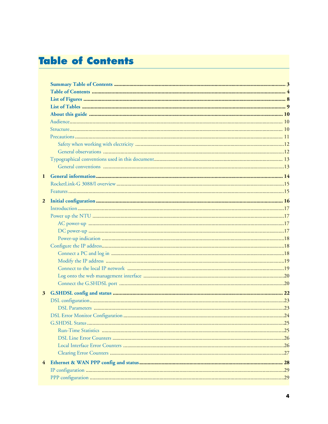 Patton electronic Model 3088/I manual Table of Contents 