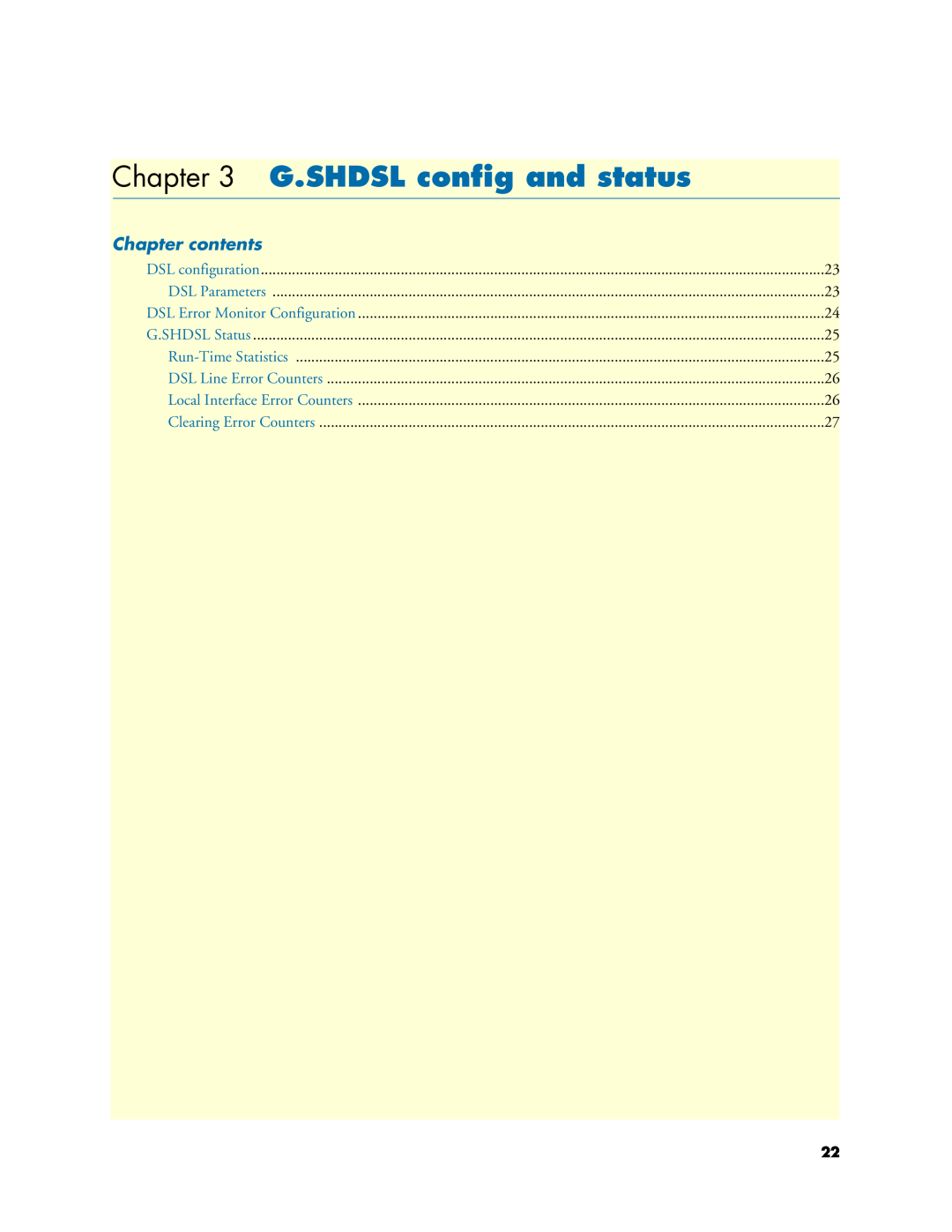 Patton electronic Model 3088/I manual G.SHDSL conﬁg and status, Chapter contents 