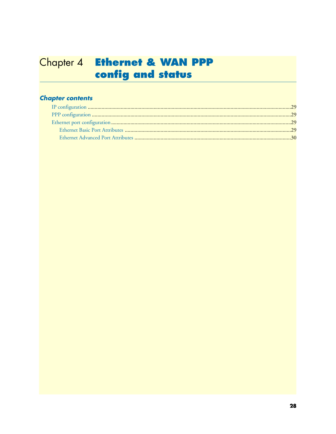 Patton electronic Model 3088/I manual Ethernet & WAN PPP, conﬁg and status, Chapter contents 