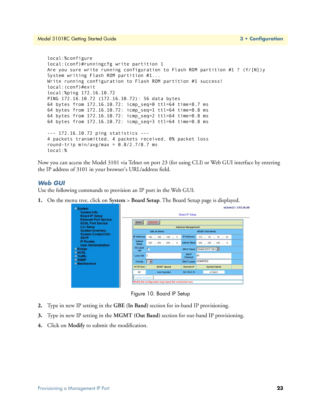 Patton electronic manual Web GUI, Model 3101RC Getting Started Guide3 Configuration 