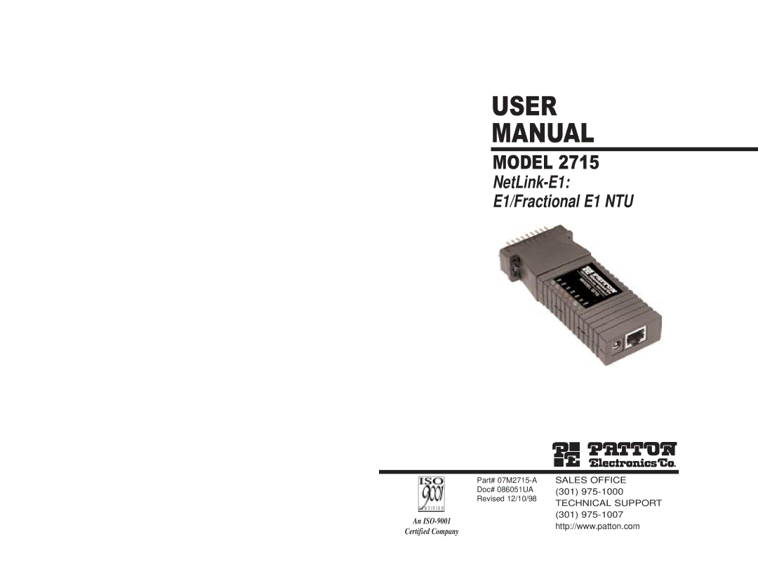 Patton electronic NetLink-E1 2715 user manual User Manual 